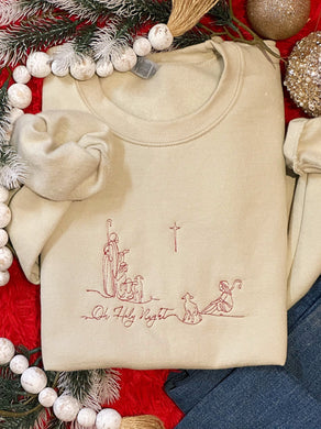 Embroidered Oh Holy Night Sweatshirt