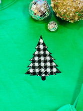 Load image into Gallery viewer, Embroidered Checkered Christmas Tree Sweatshirt