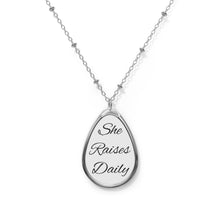 Load image into Gallery viewer, She Rises Daily Necklace | Motivational Affirmation Jewelry | Inspirational Quote Pendant | Gift for Women