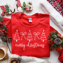 Load image into Gallery viewer, Merry Christmas Trees And Bows Graphic Tee *MARKET DEAL*