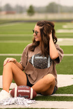 Load image into Gallery viewer, Brown Faux Glitter Football Tee