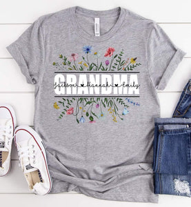 Personalized Wildflowers Mother's Day Graphic Tee