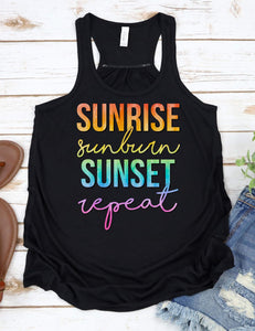 Sunrise Sunburn Sunset Repeat Graphic Tank