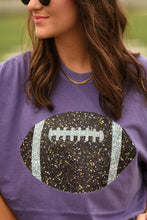 Load image into Gallery viewer, Grape Faux Glitter Football Tee