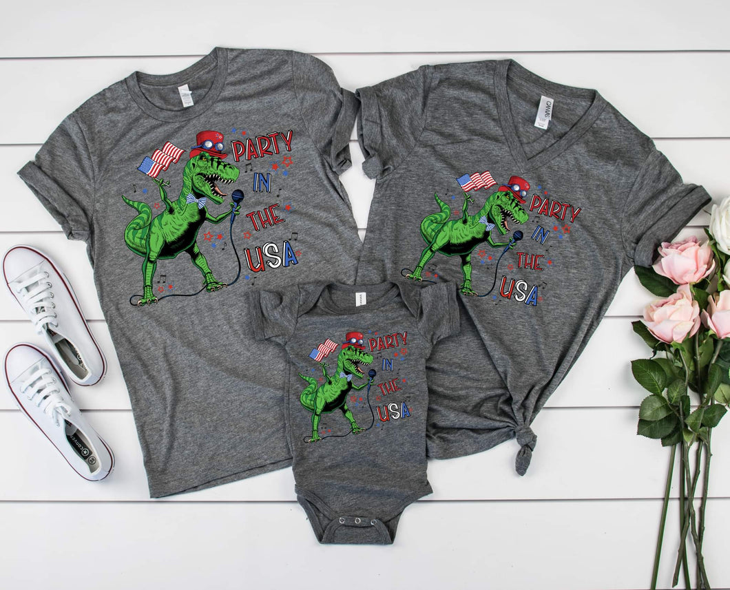 Party In the USA Dino Graphic Tee