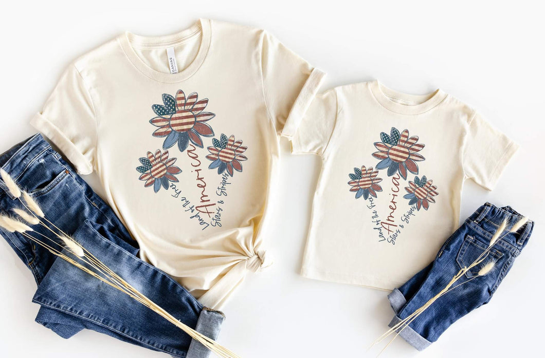 America Flower Flags Graphic Tee