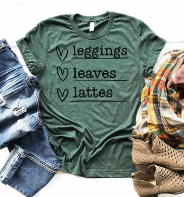 Leggins Leaves and Lattes Graphic Tee