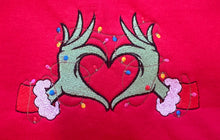 Load image into Gallery viewer, Grinch Heart Hands Embroidered Mommy &amp; Me Sweatshirts