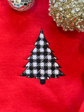 Load image into Gallery viewer, Embroidered Checkered Christmas Tree Sweatshirt