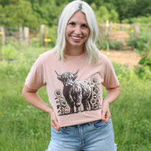 Load image into Gallery viewer, Sunflower Highland Cow Graphic Tee