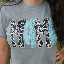 Load image into Gallery viewer, Cowprint and Turquoise Mama Graphic Tee