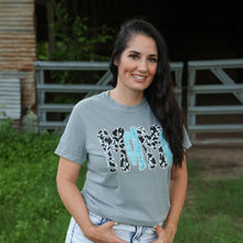 Load image into Gallery viewer, Cowprint and Turquoise Mama Graphic Tee