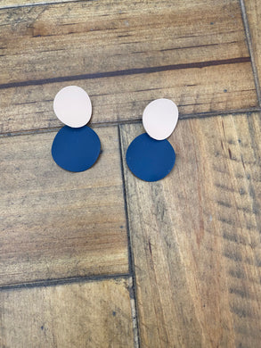 Blue and Tan Design Earrings