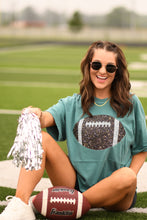 Load image into Gallery viewer, Emerald Faux Glitter Football Tee