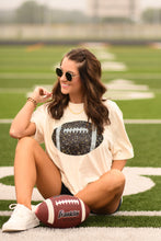 Load image into Gallery viewer, Ivory Faux Glitter Football Tee