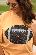 Load image into Gallery viewer, Gold Faux Glitter Football Tee