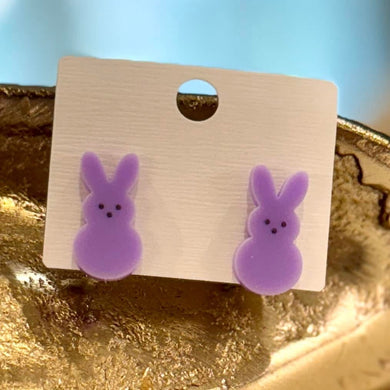 Purple Bunny Stud Earrings