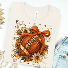Load image into Gallery viewer, Checkered Floral Football with Bow Graphic Tee