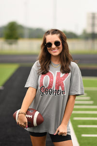 OK Sooners Faux Sparkle Tee