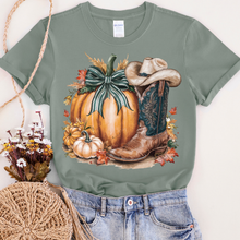 Load image into Gallery viewer, Pumpkin with Cowboy Boot Graphic Tee