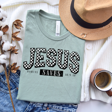 Load image into Gallery viewer, Checkered Jesus Saves Graphic Tee D-1105