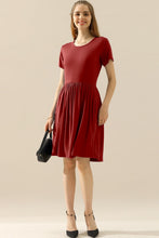 Load image into Gallery viewer, Ninexis Full Size Round Neck Ruched Dress with Pockets