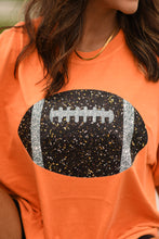 Load image into Gallery viewer, Orange Faux Glitter Football Tee