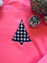 Load image into Gallery viewer, Embroidered Checkered Christmas Tree Sweatshirt