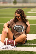 Load image into Gallery viewer, Brown Faux Glitter Football Tee