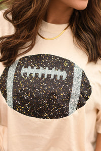 Ivory Faux Glitter Football Tee