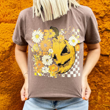 Load image into Gallery viewer, Half Pumpkin Half Flowers Soft Graphic Tee