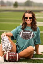 Load image into Gallery viewer, Emerald Faux Glitter Football Tee