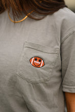 Load image into Gallery viewer, Football Smiley Embroidered Pocket Pick Your Color Tee