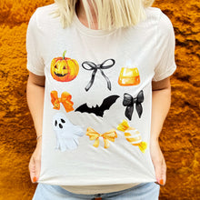 Load image into Gallery viewer, Candy Corn + Bows Soft Graphic Tee