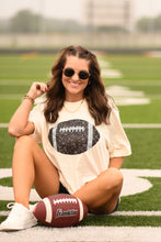 Load image into Gallery viewer, Ivory Faux Glitter Football Tee