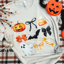 Load image into Gallery viewer, Candy Corn + Bows Soft Graphic Tee