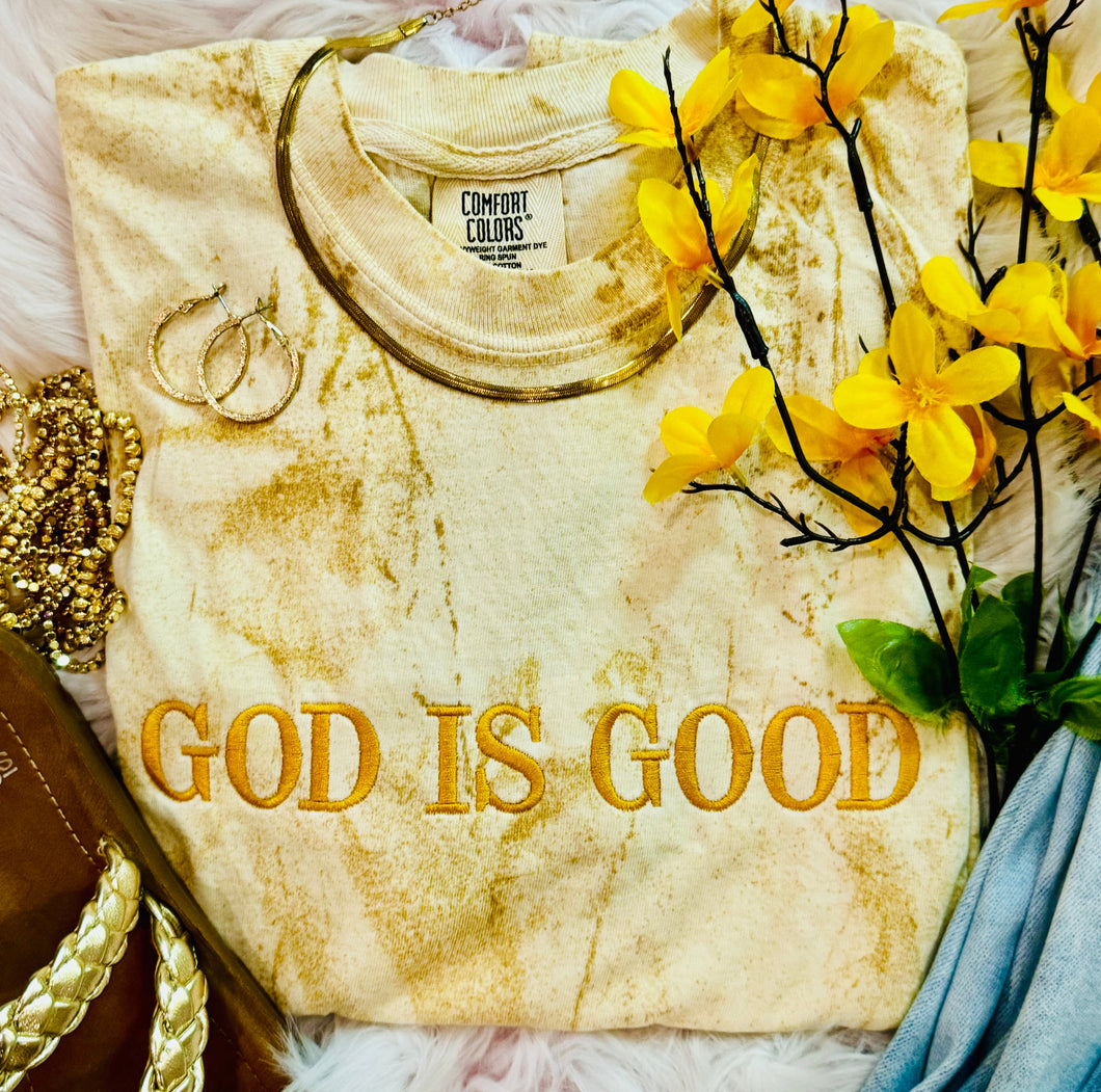 Citrine God Is Good Embroidered Tee