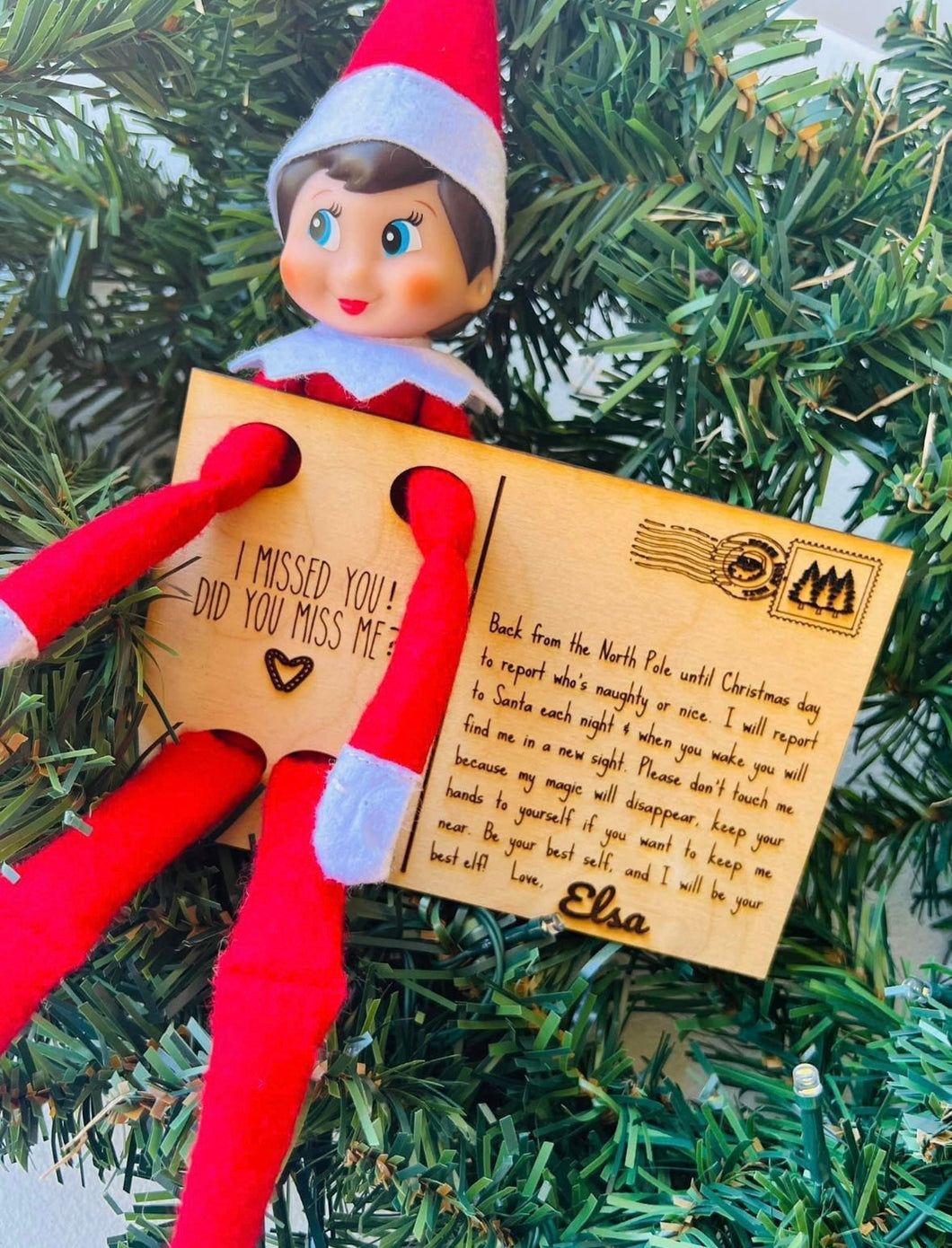 Custom Elf Wooden Post Cards