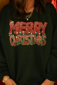 Merry Christmas Lights Faux Glitter Patch Mommy & Me Sweatshirt