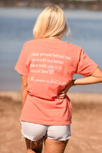 Load image into Gallery viewer, **ON SALE** RTS Dear Person Tee- BRIGHT SALMON / White Ink