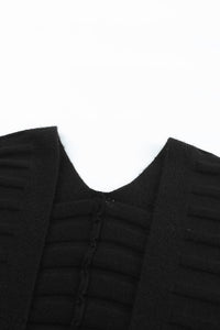 Black Ribbed Open Cardigan