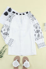 Load image into Gallery viewer, Printed Black and White Boho Embroidered Blouse