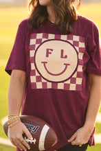 Load image into Gallery viewer, FL Gold And Maroon Checkered Smiley Tee