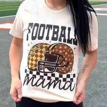 Load image into Gallery viewer, Brown Checkered Football Mama Graphic Tee