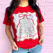 Load image into Gallery viewer, Merry &amp; Bright Tree Graphic Tee