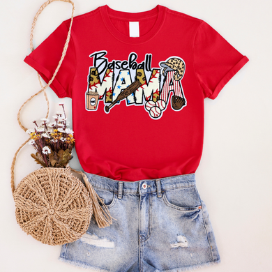 Baseball Mama Chenille Patch Graphic Tee