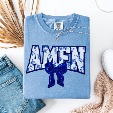 Amen (Blue) Chenille Patch Graphic Tee
