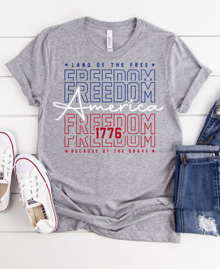 Land of the Free Freedom Stacked Graphic Tee