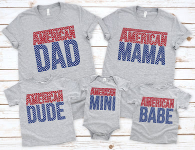 Matching American Family Checkered Graphic Tee