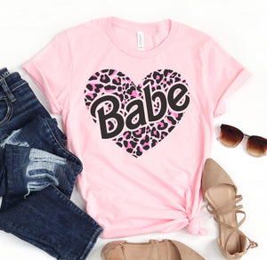 Babe Leopard Heart Graphic Tee